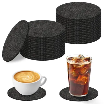 Productafbeelding van Felt onderzetters - set van 30 stuks - rond - 10 cm diameter