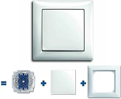 Produktbild von Busch Jäger Komplettset - Wippschalter / Lichtschalter inkl. 1 fach Rahmen (1721-914) im eleganten Busch balance® SI Design in alpinweiß