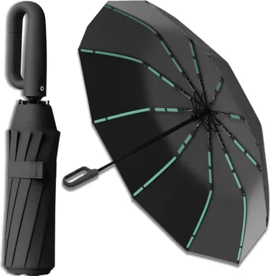 Immagine prodotto di EDIBAZZAR | Ombrello nero, ombrello pieghevole automatico resistente ai raggi UV