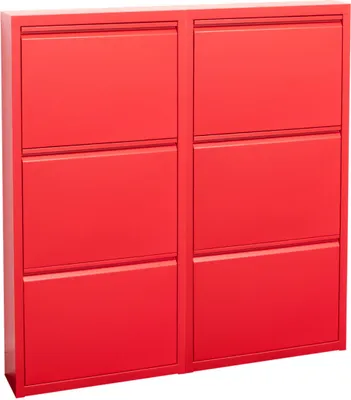 Immagine prodotto di Scarpiera Pisa a 6 ante in metallo rosso. Consegnata completamente montata.
