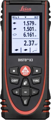 Zdjęcie produktu dla Leica DISTO X3, Dalmierz laserowy, ft, wejście, m, Czarny, Cyfrowy, IP65, Android, iOS