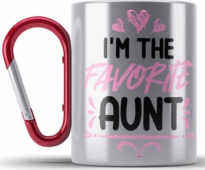 Produktbild von Trendation - I'm The Favorite Aunt Edelstahl Tasse Karabiner Geschenk Beste Tante der Welt (Rot)