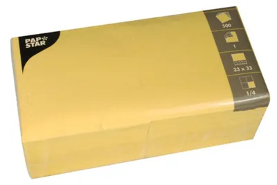 Produktbild von Servietten, 1-lagig 1/4-Falz 33 cm x 33 cm gelb