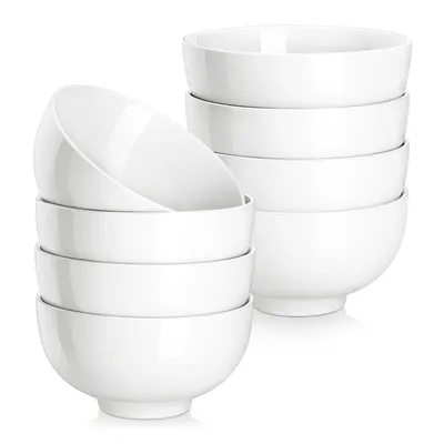Image de MALACASA, Série Regular, Set de 8 bols en porcelaine, 300ml blanc crème Bol Bol à riz Bol à soupe Bol à céréales