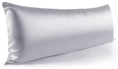 Produktbild von Kissenbezug für Seitenschläfer, 40 x 145 cm, 1 Stück – Satin-Kissenbezug, seidig weich, 40 x 145 cm, haar- und hautpflegend, mit Reißverschluss, hellgrau