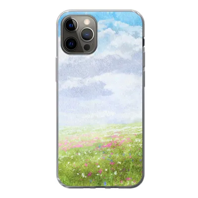 Produktbild von MuchoWow® Handyhülle Schutzhülle Hülle für iPhone 13 Pro Aquarell - Blumen - Landschaft Silikon Softcase Handy Hülle - Handy-Tasche
