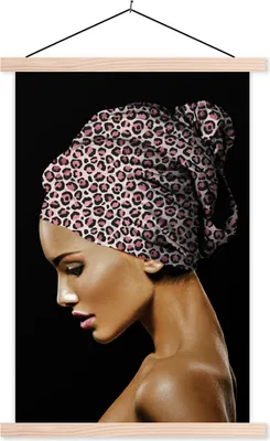 Produktbild von MuchoWow® Textilposter Frau - Tigerdruck - Rosa 60x90 cm mit holzfarbenen Rahmen - Textil