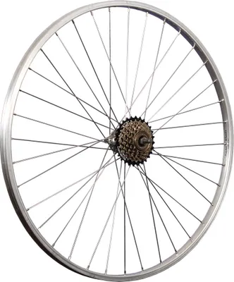 Produktbild von 28 Zoll Fahrrad Hinterrad Aluminiumfelge mit 6 fach Shimano Schraubkranz silber