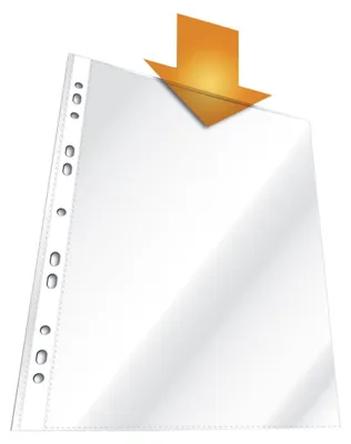 Produktbild von Prospekthüllen A4 PP 60my Universallochung glasklar VE=10x100 Stück