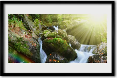 Produktbild von Bild 60x40 MDF-Rahmen Wandkunst Regenbogen-Wasserfall Natur-Stream
