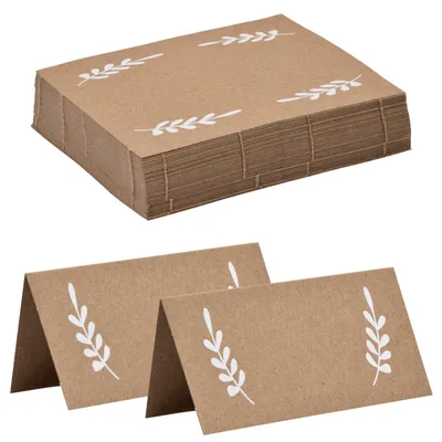 60 Tischkarten aus Kraftpapier, braun, 10 x 9 cm, Platzhalter