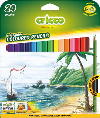 Produktbild von Cricco Dreieckige Buntstifte 24 Farben A""6 5876