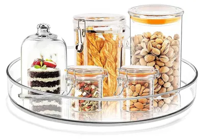 Image de Organiseur pivotant à 360° pour réfrigérateur, étagère à épices et placards de cuisine (23 cm de diamètre)