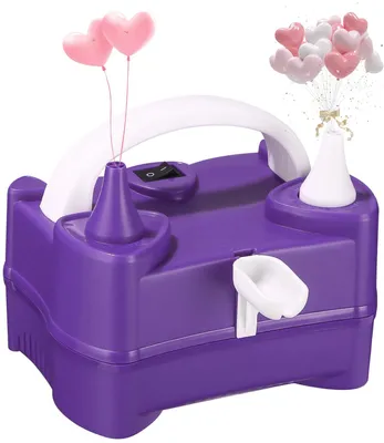 Produktbild von Luftballonpumpe Elektrisch, Ballonpumpe Elektrisch 400W, Ballonpumpe mit Doppeldüse Inflatorgebläse, Tragbar Luftballon Pumpe Ballons für Festivaldekoration, Geburtstag, Party und Hochzeit.(Lila)
