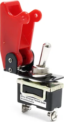 Immagine prodotto di Wiltec Kill Switch Interruttore a levetta ON-OFF per 125 V 35 A, con cappuccio rosso, sigillabile, foro per la sintonizzazione