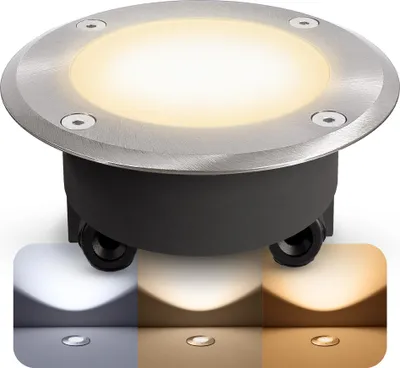 Produktbild von SSC-LUXon VISKOS Bodeneinbaustrahler inkl. Wechselglas klar & milchig flach – Bodenspot IP67 befahrbar rund inkl. GX53 LED 3W warmweiß