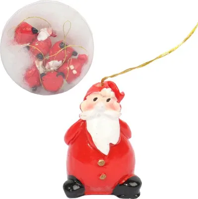 Zdjęcie produktu dla Zestaw 6 Czerwonych Zawieszek Świątecznych Mikołaj 3 cm