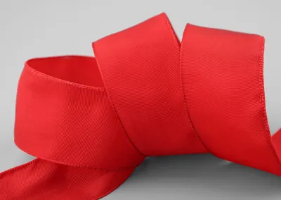 Productafbeelding van 25m x 40mm Decoratieve Band met Draadranden in Rood