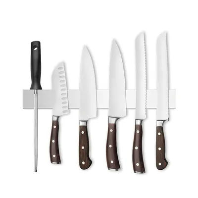 Produktbild von Magnetischer Messerhalter Edelstahl 304,Doppelseitig, Wandmontage, Küchenmesser-Aufbewahrung,45cm Magnetleiste für Messer