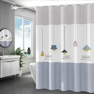 Produktbild von LIONMOOD Duschvorhang - Badewannen Vorhang inkl. Haken - PEVA - 180x200cm - Lampe
