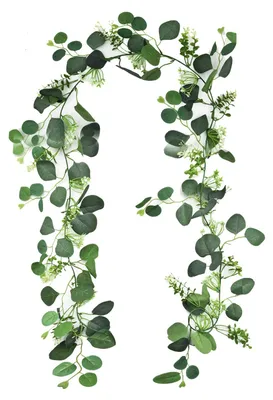 Image de Guirlande d'eucalyptus artificielle, 180 cm de long – feuilles d'eucalyptus vertes réalistes pour la décoration d'intérieur et d'extérieur, les mariages, les fêtes, la maison, ainsi que pour décorer les murs et les étagères.