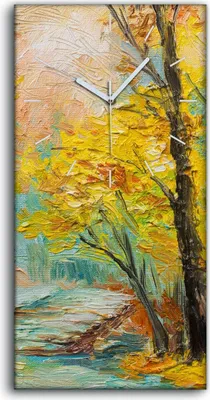 Produktbild von Wandkunst Leinwand Bild Uhr Geräuschlos 30x60 Ölgemälde Wald Bäume Kunst - weiße Hände