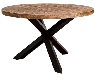 Obrázek produktu pro Casa Padrino jídelní stůl ve venkovském stylu hnědý / černý Ø 130 x v. 78 cm - Kulatý kuchyňský stůl z masivu
