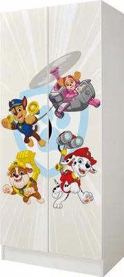 Produktbild von Kinderschrank 70cm breit mit Paw Patrol Charaktere Chase Rubble Skye Marshall Mehrzweckschrank für Kinderzimmer Schrank für Kinder 70cmx162cmx43cm