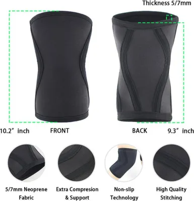 Produktbild von INF Schwarze Neopren 7mm Kniebandagen für Gewichtheben & Kniebeugen (Paar) M