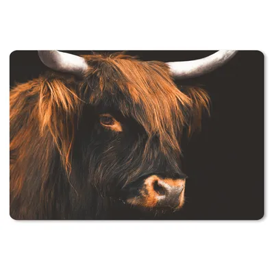 Produktbild von MuchoWow® Schreibtischunterlage Schottischer Highlander - Schwarz - Kuh - Horn - Tiere 60x40 cm - XXL Mauspad - Großes Mauspad