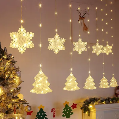 Schneeflocken-Vorhang-Lichterkette 2x1 m, 160 LEDs, warmweiß, IP44