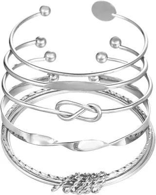 Produktbild von FDEETY 5 Stück Armbänder Set Damen Mehrlagiges Stapelbares Armband Armreif Knote