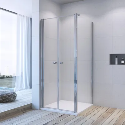 Produktbild von AQUABATOS® Duschkabine Eckeinstieg mit Pendeltür und Seitenwand aus 6mm ESG Sicherheitsglas mit Nanobeschichtung, Eckdusche Schwingtür Drehtür Duschtür Nischentür Dusche 80x80x197 cm