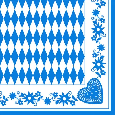 Immagine prodotto di Tovaglioli con motivo PAPSTAR "Bavarian Blue", 400 x 400 mm stampati, 1/4 di piega, 3 veli, tissue