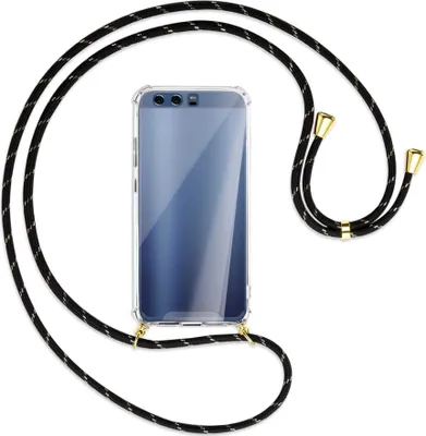 Produktbild von Handykette Backcover-Schutzhülle mit Band (Metall goldfarben) für Huawei P10 - schwarz/gold