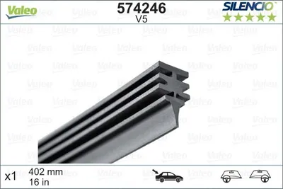 Produktbild von Valeo 1913155, Nachfüller-Scheibenwischerblätter, Schwarz, Gummi, Karton mit Aufhänger, Frankreich