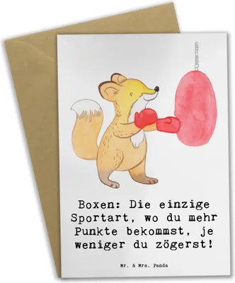 Produktbild von Mr. & Mrs. Panda Klappkarte Boxen Schnell Entscheiden - Weiß - Geschenk, Sportgeist, Kontrahenten, Sport, Sportart, vatertagskarte, Sportler, Schnelligkeit, Teamsport