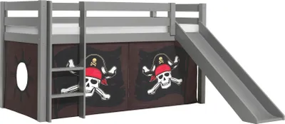 Produktbild von Spielbett >PINO< in Kiefer massiv grau lackiert - 210x114x218 (BxHxT)