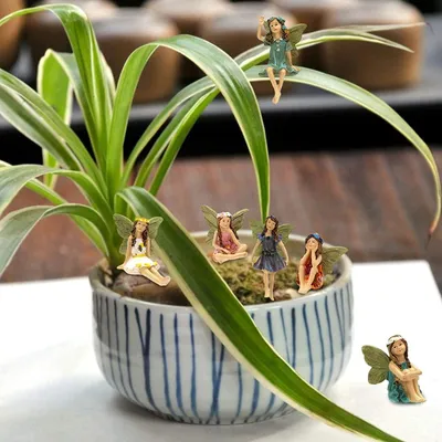 Imagen del producto de Conjunto de miniaturas decorativas, de 6 piezas, hechas de resina, para jardín y decoración