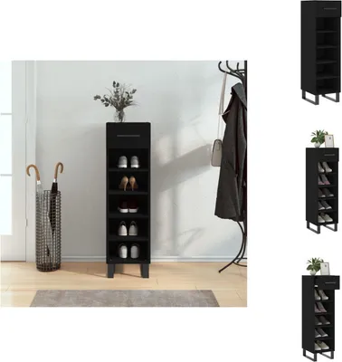 Image de vidaXL Armoire à chaussures noire 30x35x105 cm Bois composite - Armoires