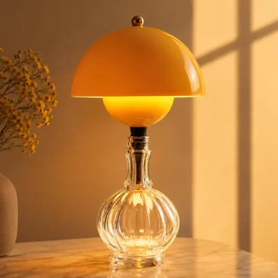 Produktbild von LED Dekolampe Vintage Flaschenlampe,3 Lichtfarben,Stufenlos Dimmbar,Kabellose Tischlampe USB Aufladbar,Touch Steuerung,Nachttischlampe,Nachtlicht,Gelb
