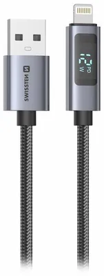 Image de Câble LCD Swissten, connecteur USB-A / Lightning, longueur 1,5 mètre
