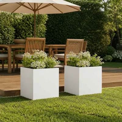 Produktbild von Maison Exclusive - Garten-Pflanzgefäß 2 stk. Weiß 45 x 45 x 45 cm