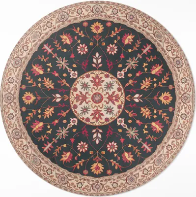 Produktbild von Florales Ornament Vintage Persisches Muster– Vinyl Fußmatte – Ø 140cm – Rutschfest, Pflegeleicht & Langlebig