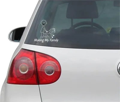 Produktbild von Aufkleber / Autoaufkleber - JDM - Die cut - Making my stick figure family funny Folie decal bumper sticker - weiß - 127mmx127mm