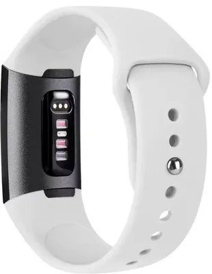 Produktbild von Weißes Silikonarmband passend für Fitbit – Fitbit Charge 3 Sportarmband – Weiß – S/M – Uhrenarmband – Armband – Armband – Schrittzähler – CHPN