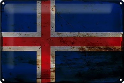 Produktbild von Blechschild Flagge Island 30x20cm Flag of Iceland Rost