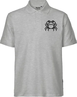 Produktbild von Huuraa Herren Polo Shirt Krebs Sternzeichen Symbol S Sport Grey Bio Baumwolle Fairtrade Poloshirt Geschenkidee