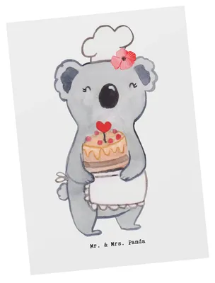 Produktbild von Mr. & Mrs. Panda Postkarte Konditorin Herz - Weiß - Geschenk, Postkarten, bildkarte, Grußkarte, Kuchen, Ansichtskarte, Geburtstag, Kuchenbäckerin, Fotokarte, Zum, Torte