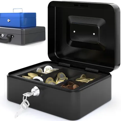 Obrázok produktu pre Malý trezor – 20,5 x 16 x 9 cm, s kľúčom a oceľovou konštrukciou